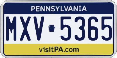 PA license plate MXV5365