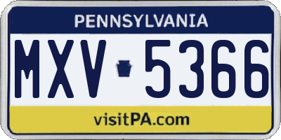 PA license plate MXV5366