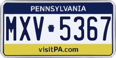 PA license plate MXV5367