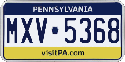 PA license plate MXV5368