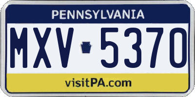 PA license plate MXV5370