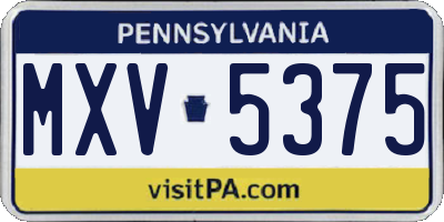 PA license plate MXV5375