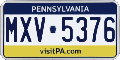 PA license plate MXV5376