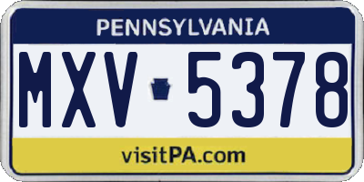 PA license plate MXV5378
