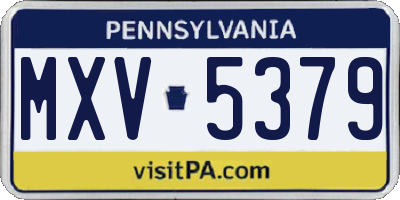 PA license plate MXV5379