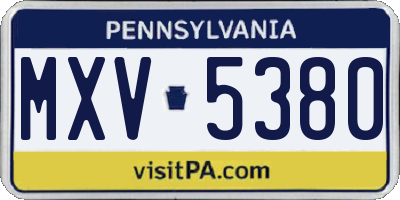 PA license plate MXV5380