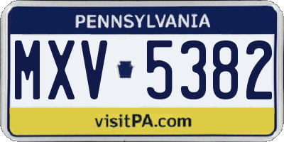 PA license plate MXV5382
