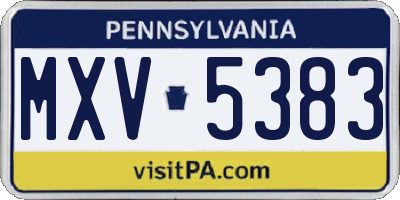 PA license plate MXV5383