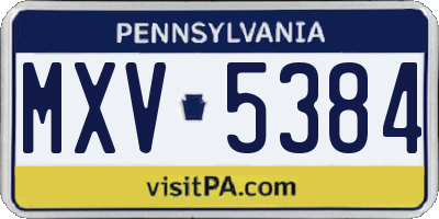 PA license plate MXV5384