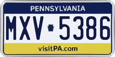 PA license plate MXV5386