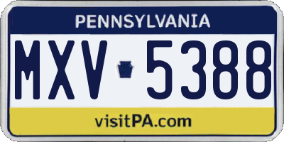 PA license plate MXV5388