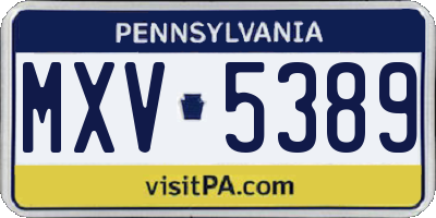 PA license plate MXV5389