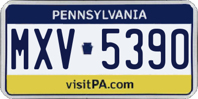 PA license plate MXV5390