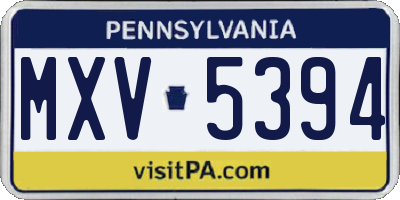 PA license plate MXV5394