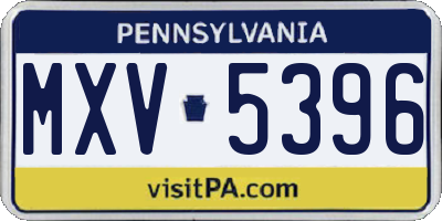 PA license plate MXV5396