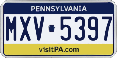 PA license plate MXV5397