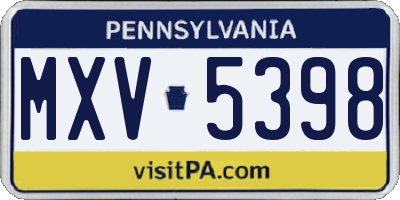 PA license plate MXV5398