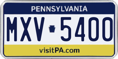 PA license plate MXV5400