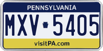 PA license plate MXV5405