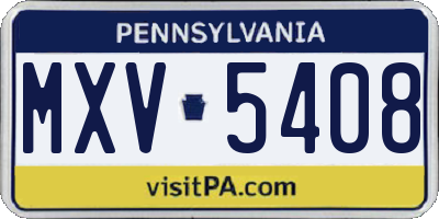 PA license plate MXV5408