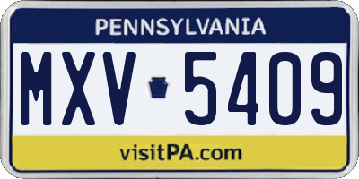 PA license plate MXV5409