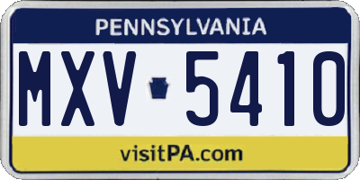 PA license plate MXV5410