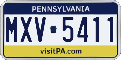 PA license plate MXV5411