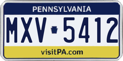 PA license plate MXV5412