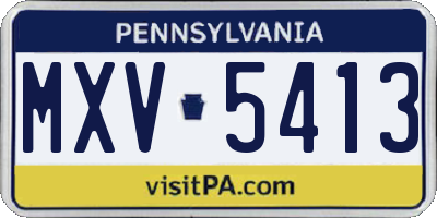 PA license plate MXV5413