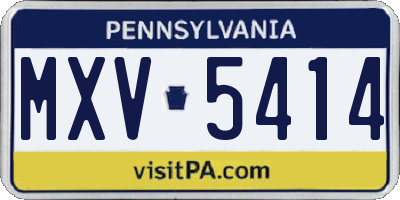 PA license plate MXV5414