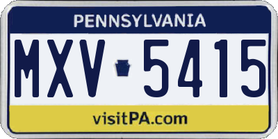 PA license plate MXV5415