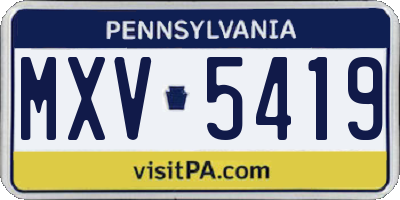 PA license plate MXV5419