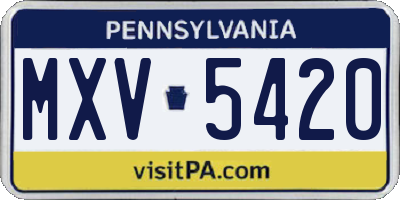 PA license plate MXV5420