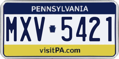 PA license plate MXV5421
