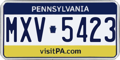 PA license plate MXV5423