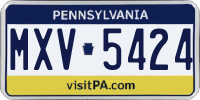PA license plate MXV5424