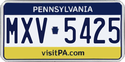 PA license plate MXV5425