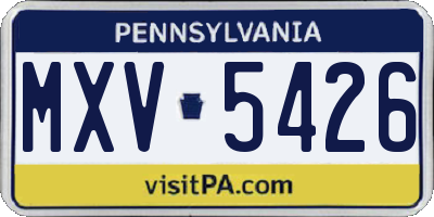 PA license plate MXV5426