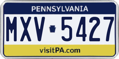 PA license plate MXV5427
