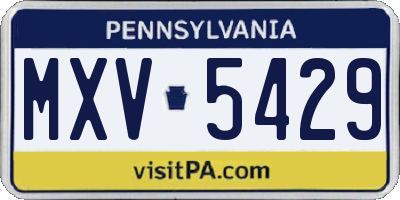 PA license plate MXV5429
