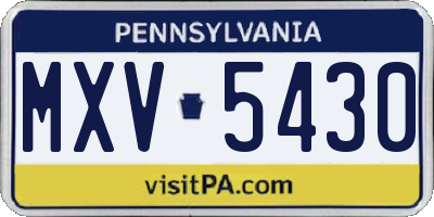 PA license plate MXV5430