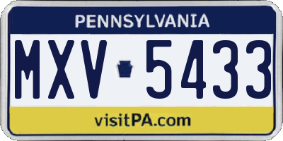 PA license plate MXV5433