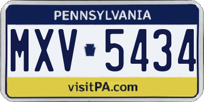 PA license plate MXV5434