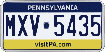PA license plate MXV5435