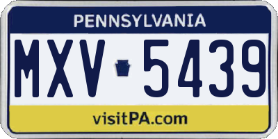 PA license plate MXV5439