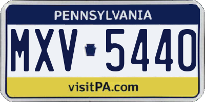 PA license plate MXV5440