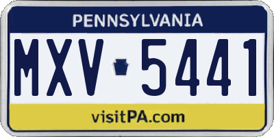 PA license plate MXV5441