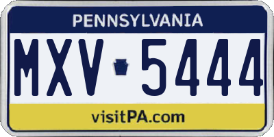 PA license plate MXV5444