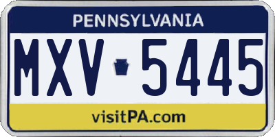 PA license plate MXV5445