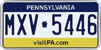 PA license plate MXV5446
